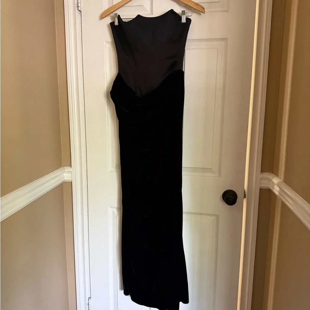 HOUSE OF CB Persephone Strapless Corset Satin & Velvet Mermaid Gown size S  A-C - Picture 3 of 5